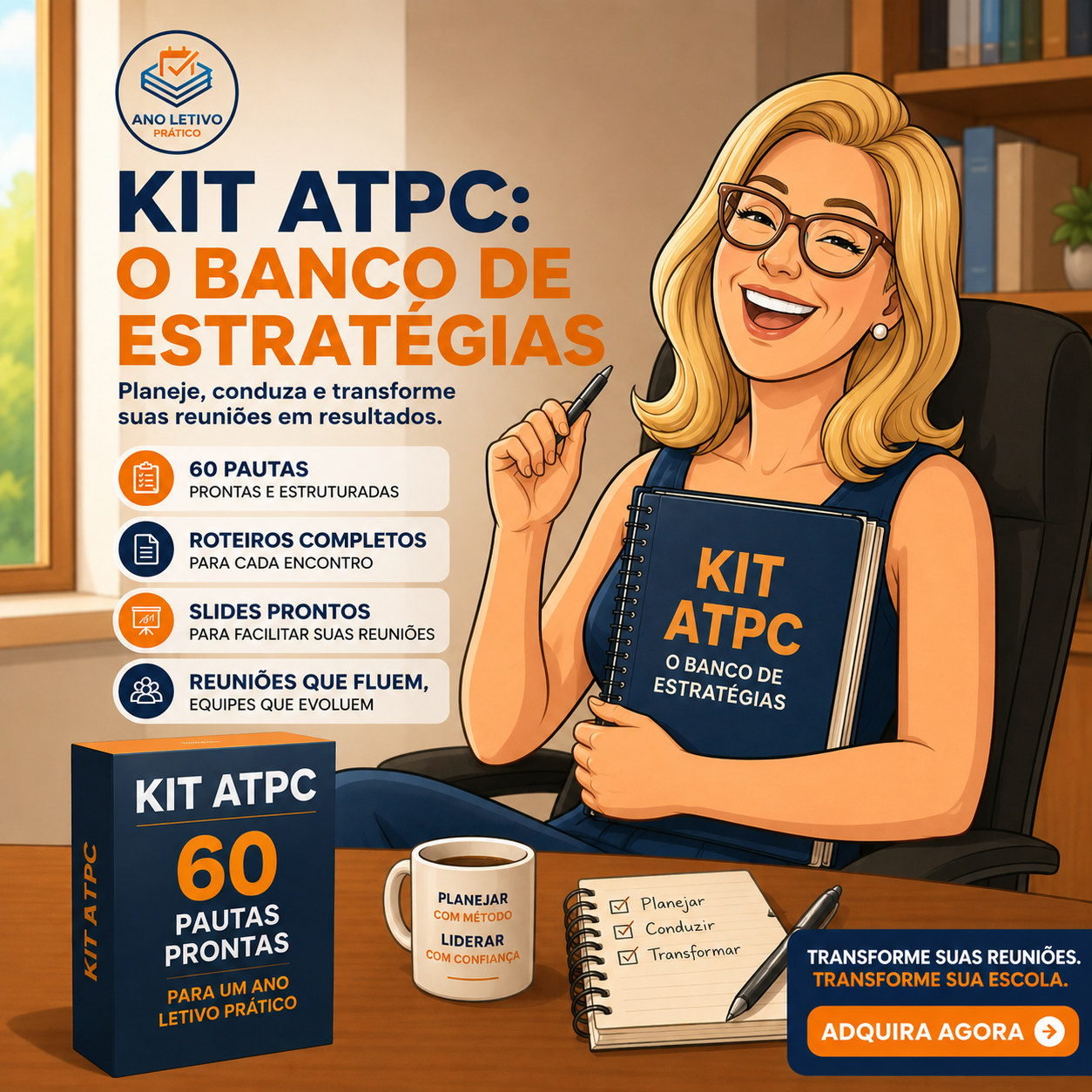 Coordenadora segurando o Kit ATPC